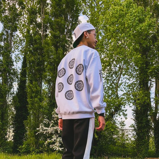 Men’s 3ETD “417” Cymatic Print Streetwear Set (White)
