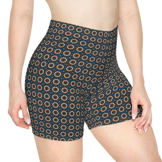 Women's Cymatic AOP Biker Shorts (BLKSUN)