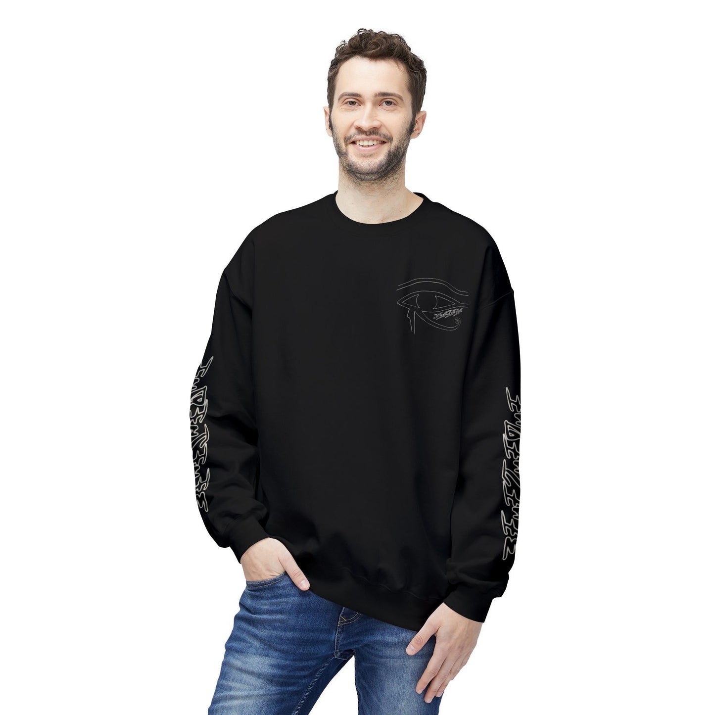Men's 3ETD Wht Outline Logo Softstyle Flecce Crewneck