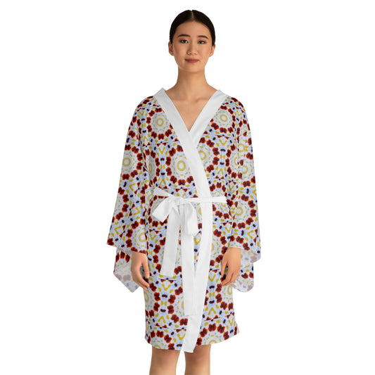 Women’s "MOSAIC" Cymatic Print Long Sleeve Kimono Robe