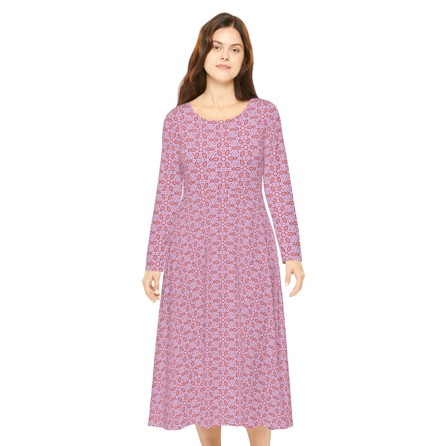 Women’s "HEXA" Cymatic Print Elegant Long Sleeve Dress