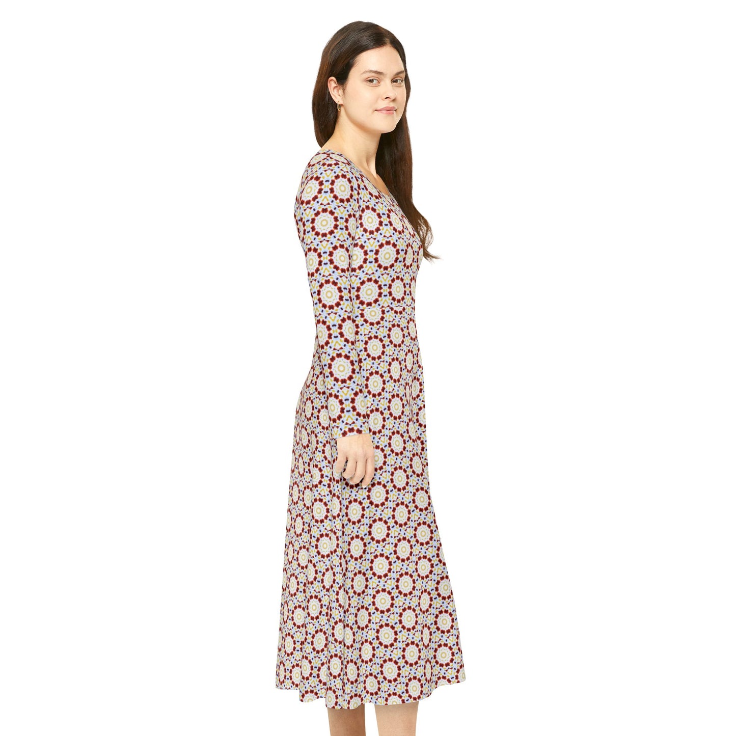 Women’s "MOSAIC" Cymatic Print Elegant Long Sleeve Dress