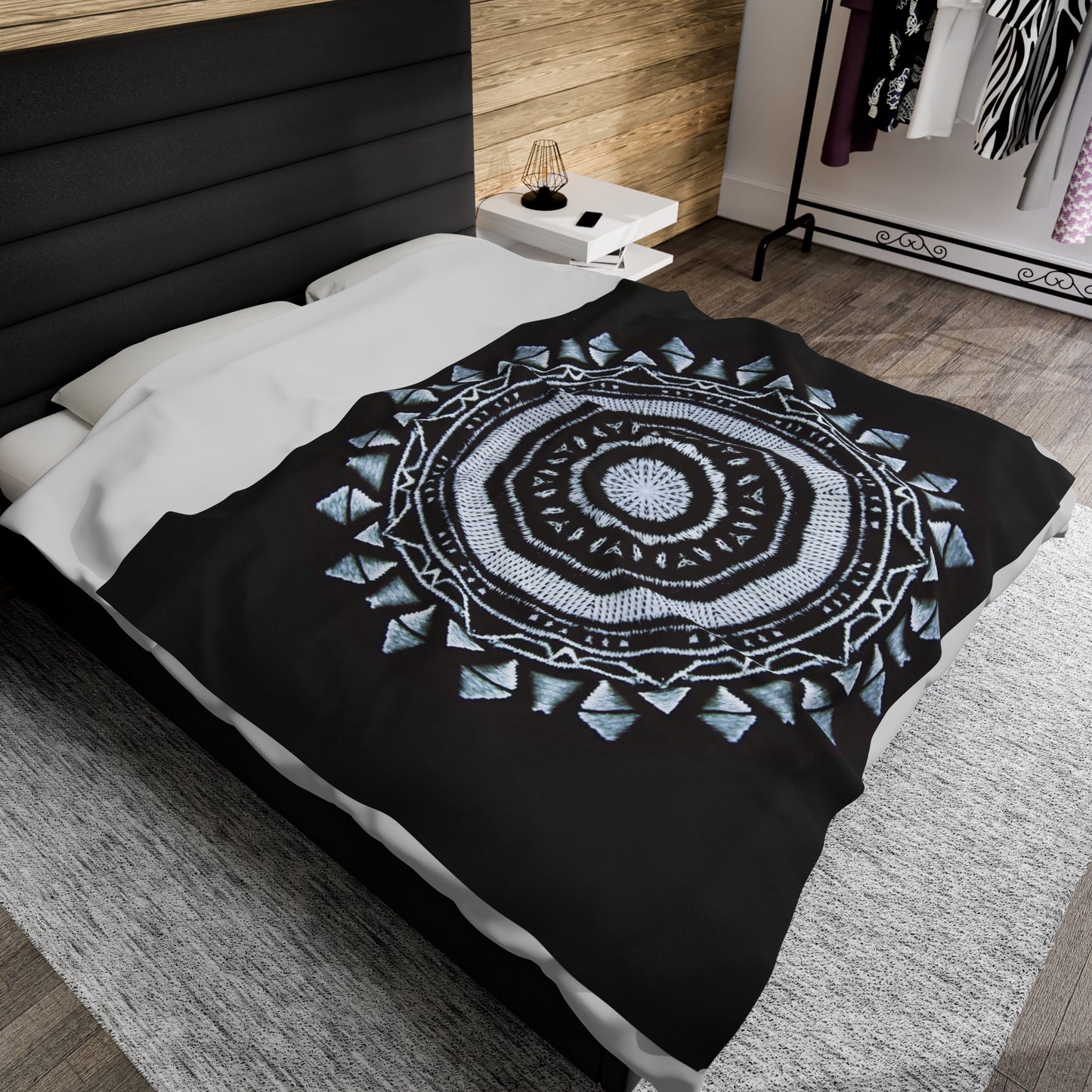 MAYA Cymatic Velveteen Blanket (Black)