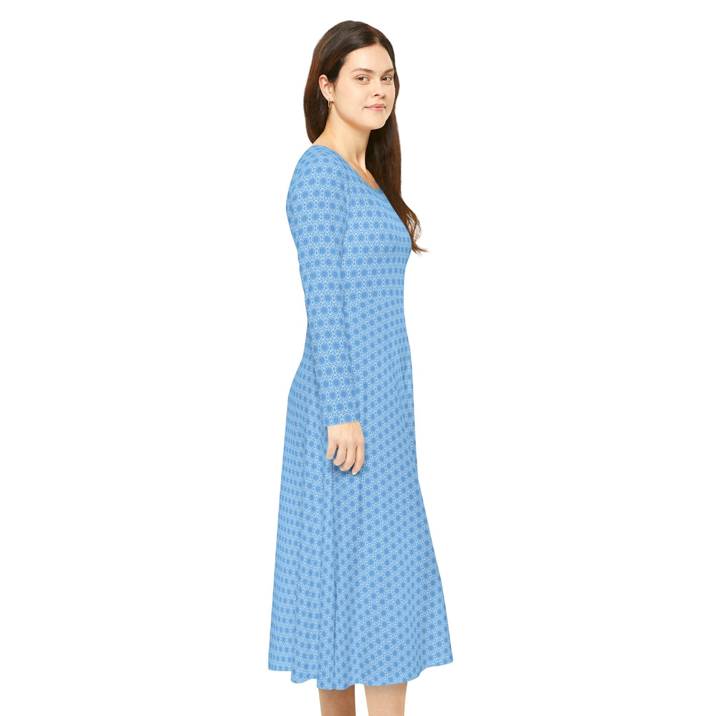 Women's "E-VEIL I" Cymatic Aop Elegant Long Sleeve Dress