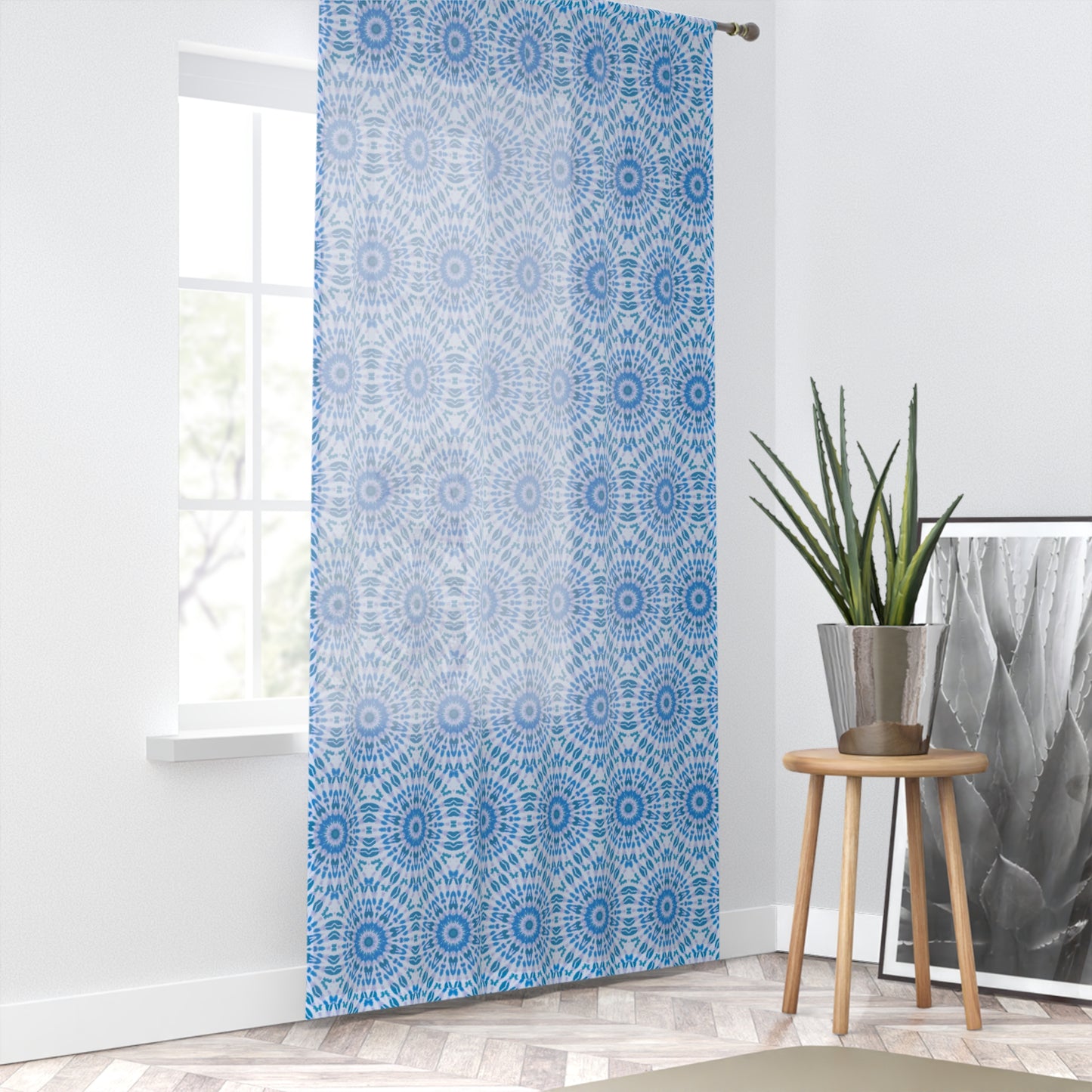 "E-VEIL EYE" Cymatic Print Window Curtain - Vibrant Design for Home Decor