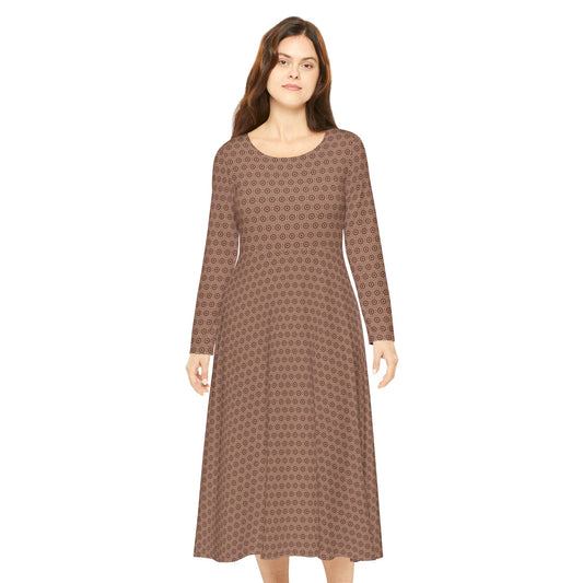Women's "EYECEE" Cymatic Aop Elegant Long Sleeve Dress