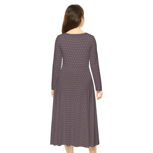 Women's "A-BYSS" Cymatic Aop Elegant Long Sleeve Dress