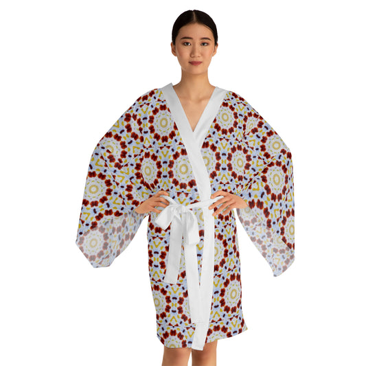 Women’s "MOSAIC" Cymatic Print Long Sleeve Kimono Robe