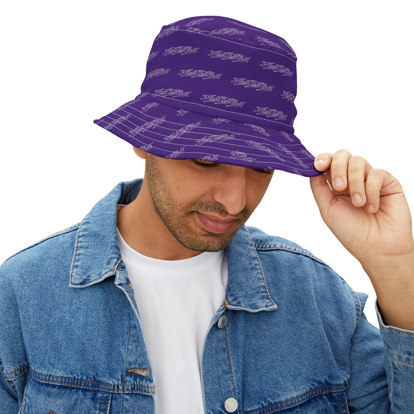 3ETD Wht Outline AOP Bucket Hat (Purple)