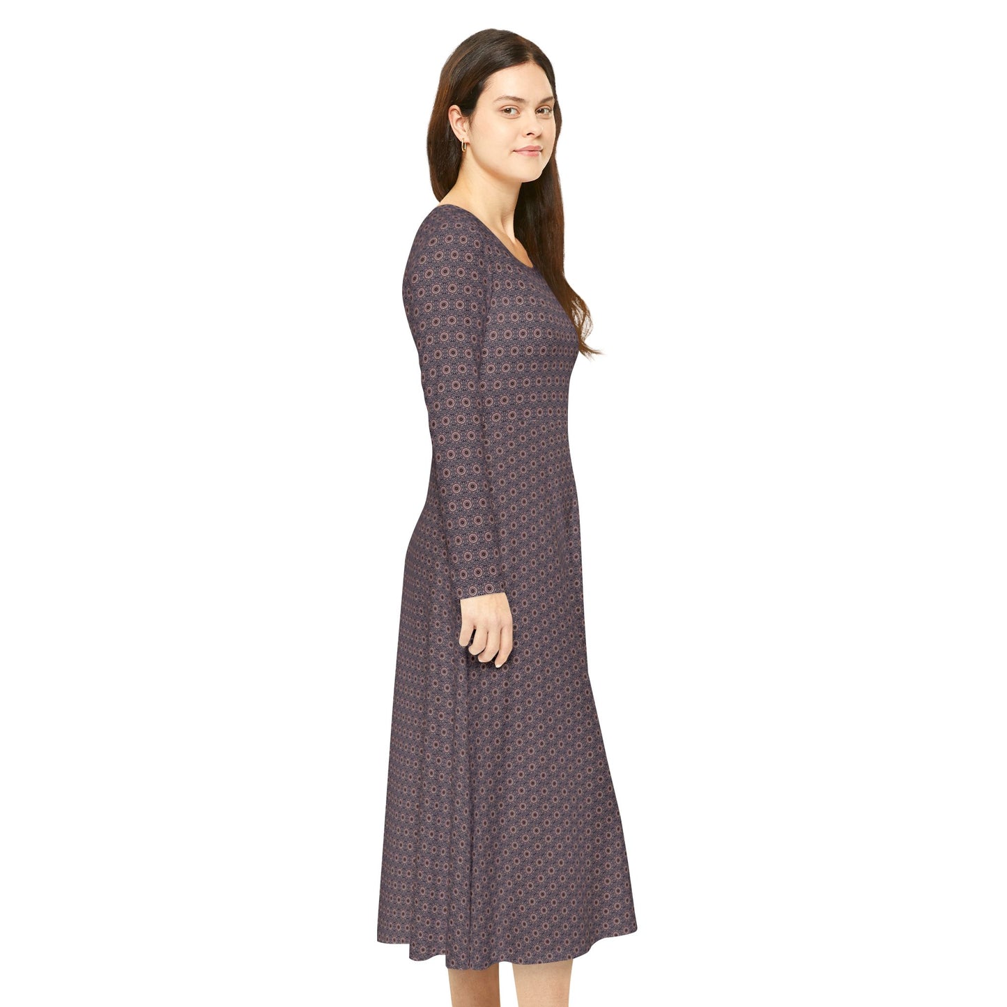 Women's "A-BYSS" Cymatic Aop Elegant Long Sleeve Dress