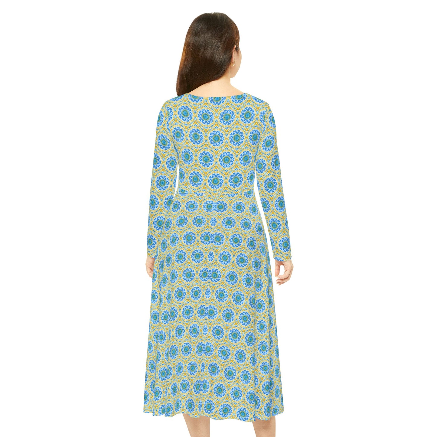 Women’s "GETA" Cymatic Print Elegant Long Sleeve Dress