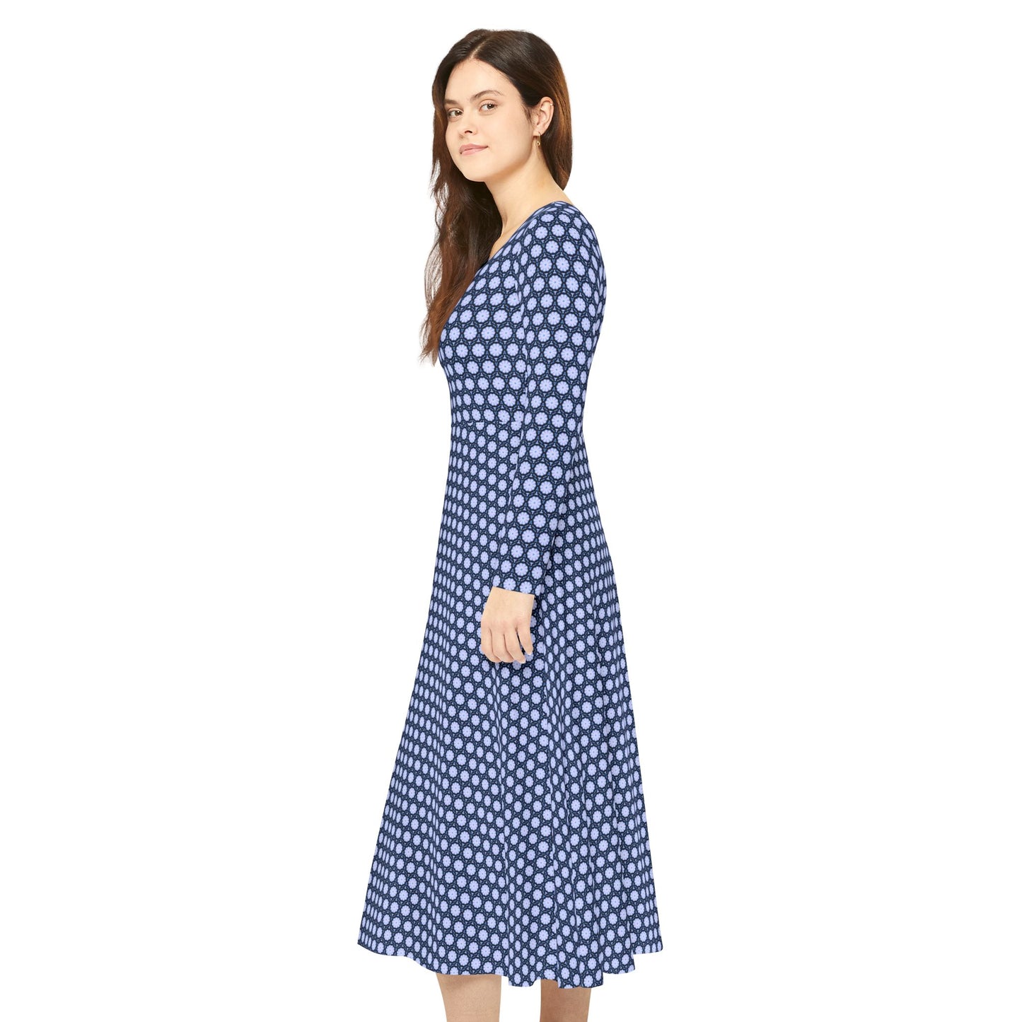 Women's "SNWFLK" Cymatic Aop Elegant Long Sleeve Dress
