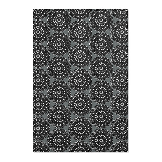 “TRIBAL” Cymatic Print Area Rug (Dark Grey)