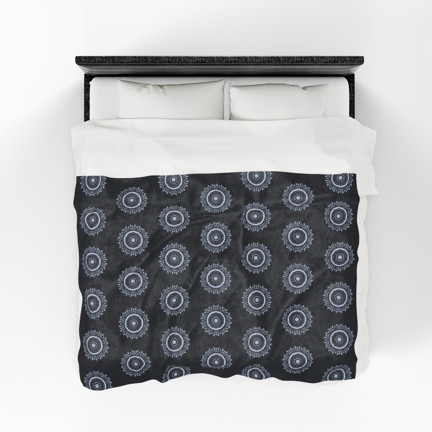“MAYA” Cymatic AOP Velveteen Blanket (Black)