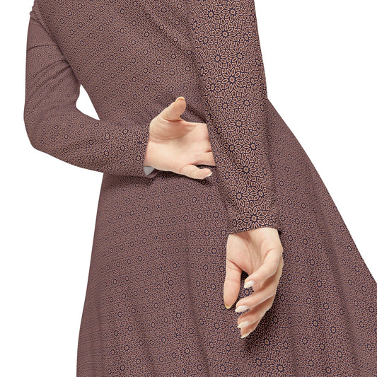 Women's "E-CLPS" Cymatic Aop Elegant Long Sleeve Dress