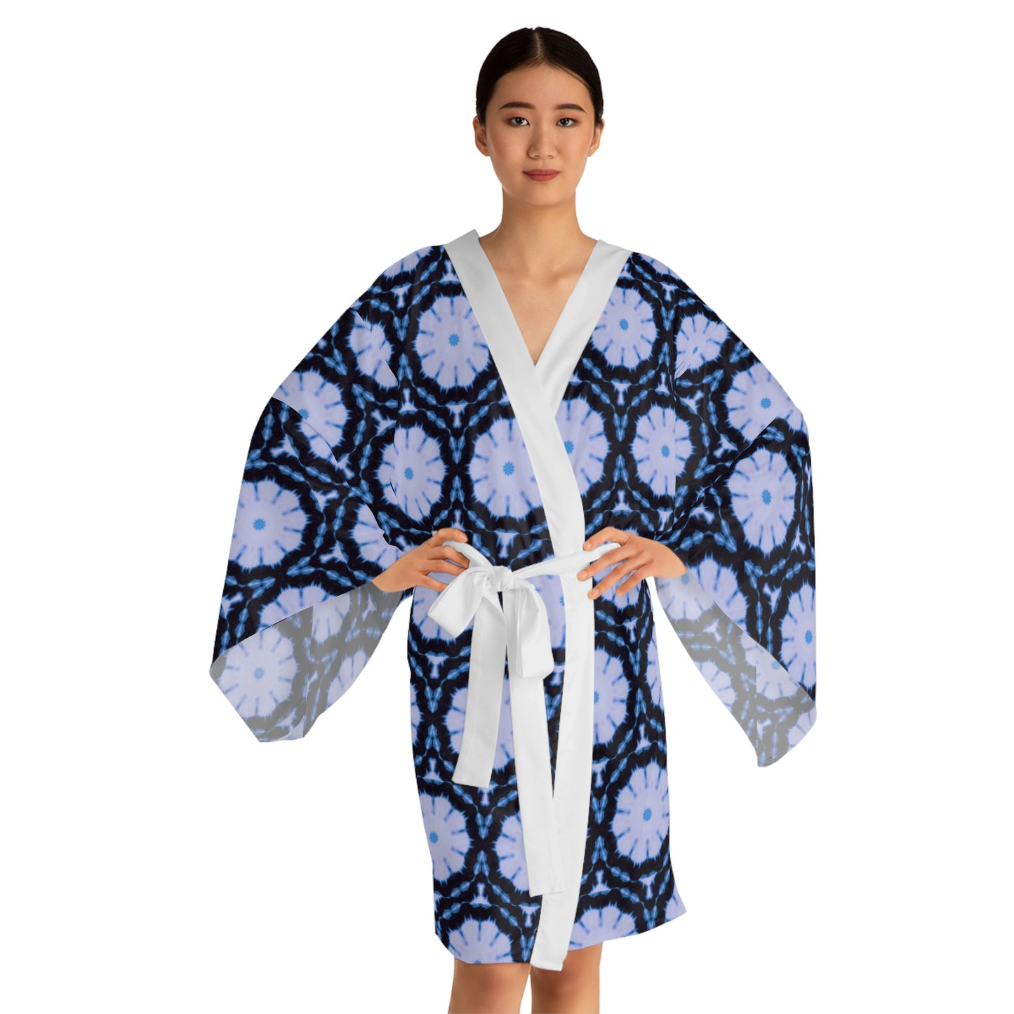 Women’s “SNWFLK” Cymatic Print Long Sleeve Kimono Robe