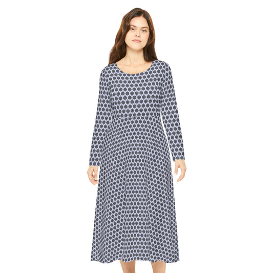 Women's "MAYA" Cymatic Aop Elegant Long Sleeve Dress