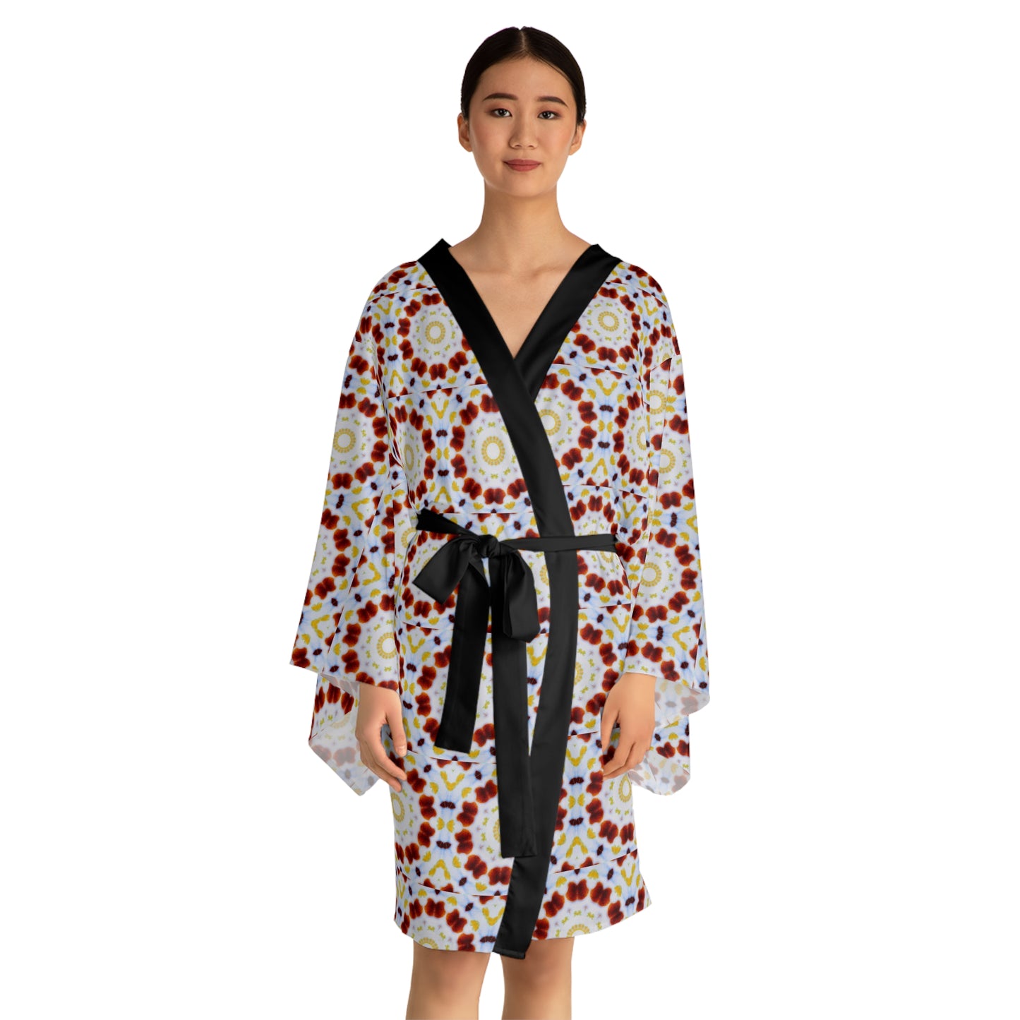 Women’s "MOSAIC" Cymatic Print Long Sleeve Kimono Robe