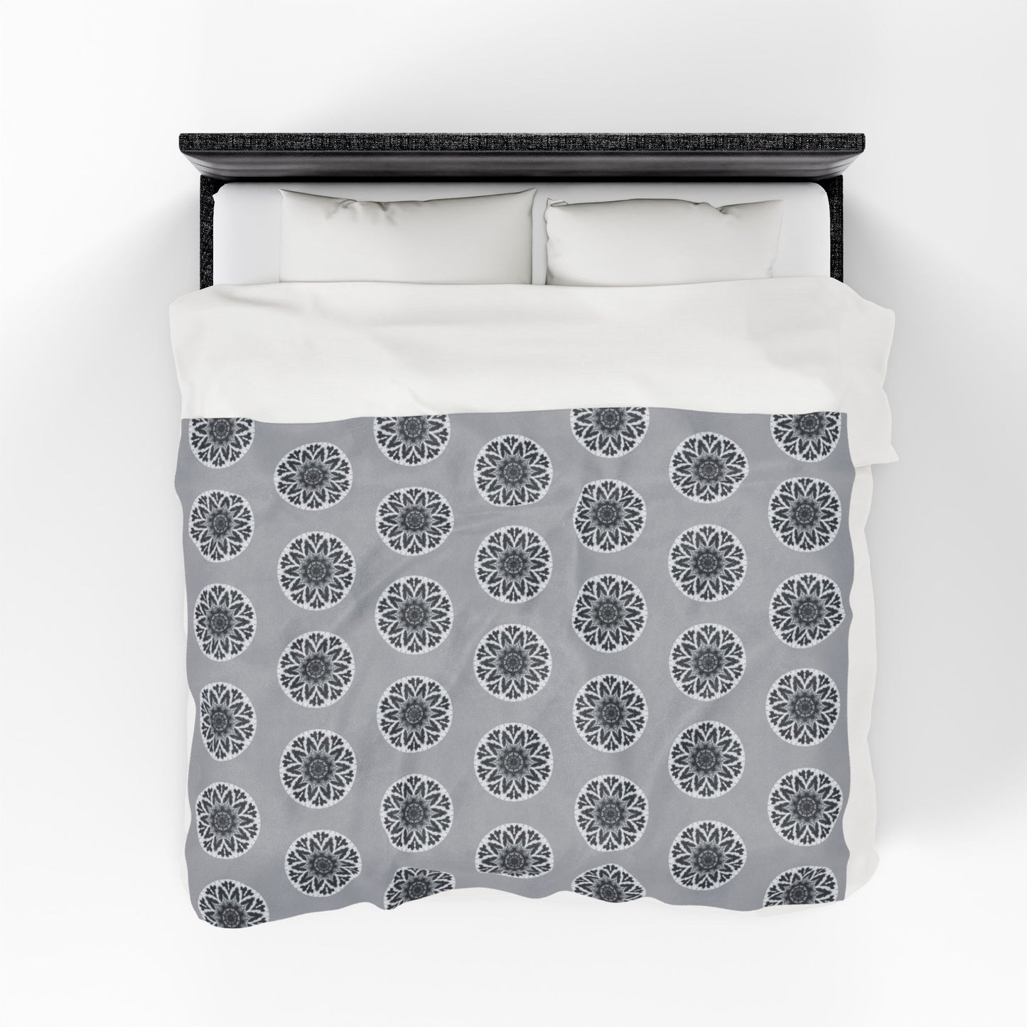 “GETA” Cymatic AOP Velveteen Blanket (Light Grey)