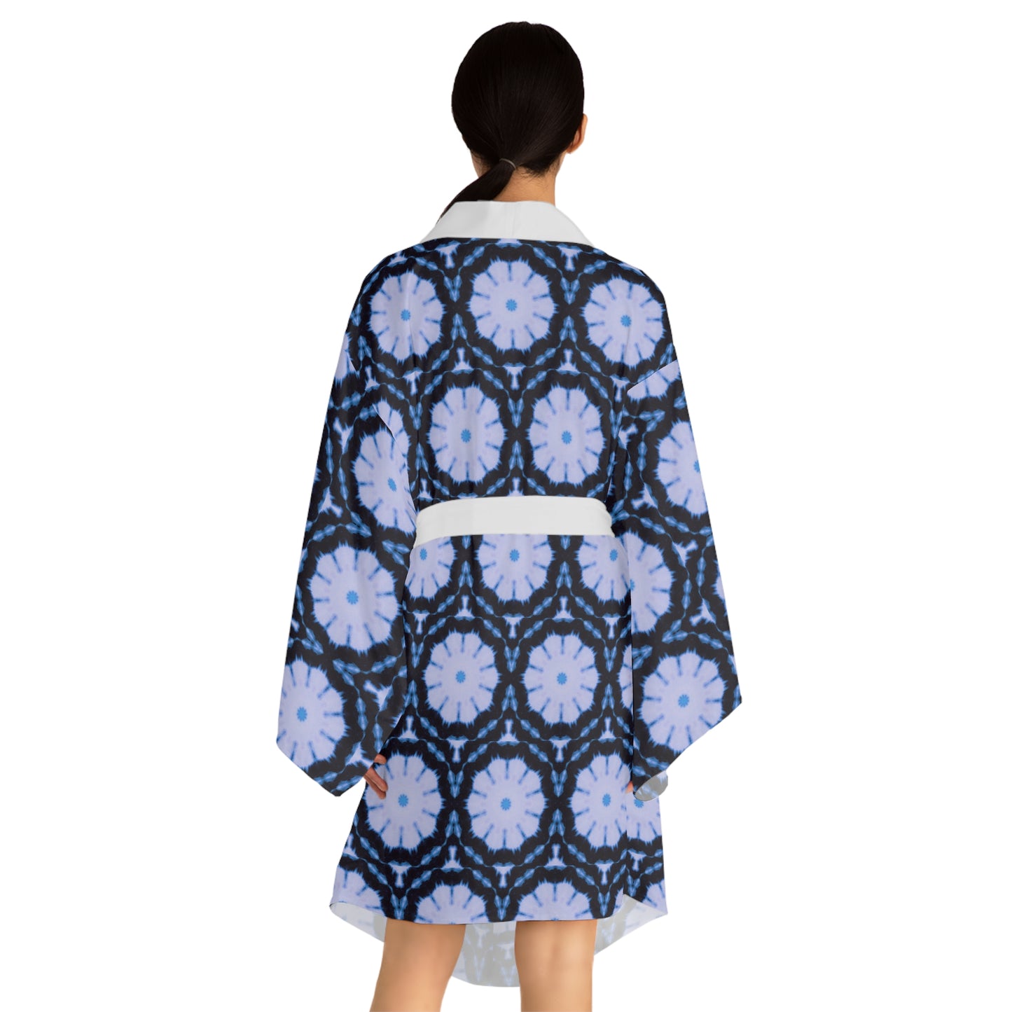 Women’s “SNWFLK” Cymatic Print Long Sleeve Kimono Robe