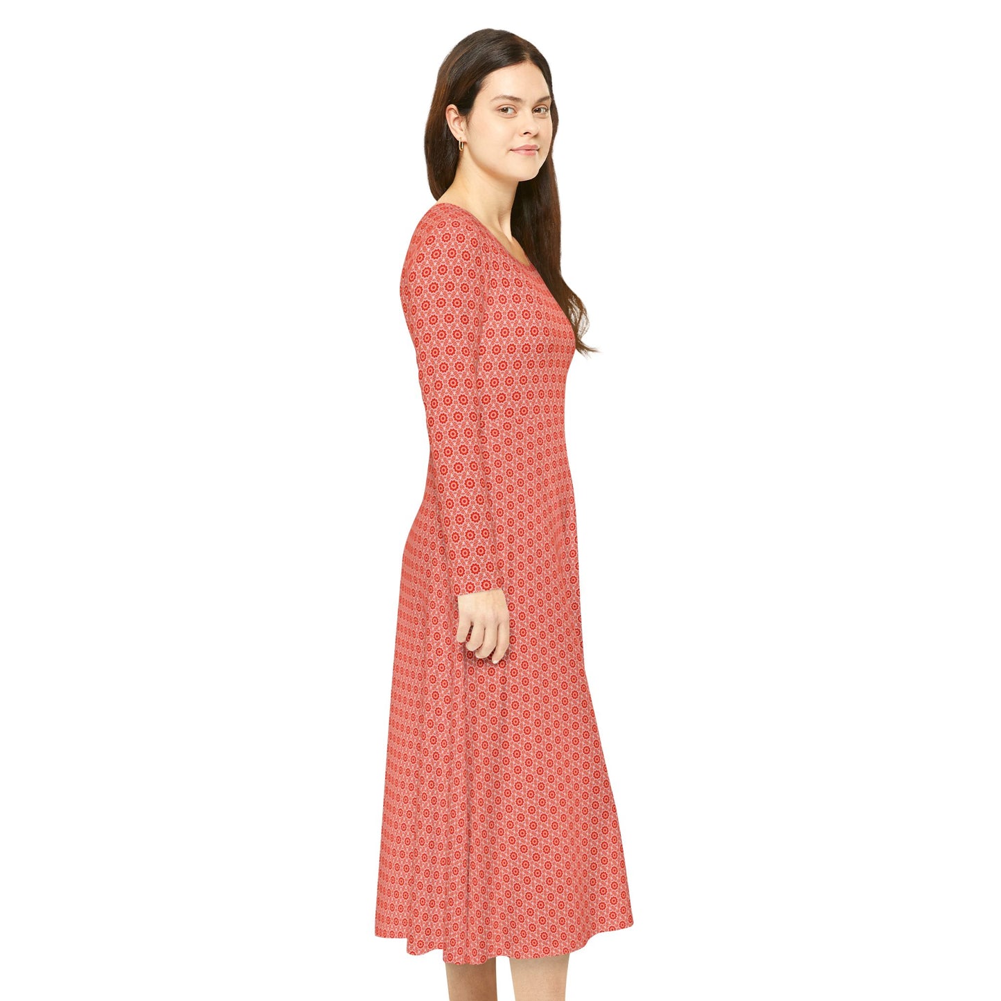 Women's "SACRAL" Cymatic Aop Elegant Long Sleeve Dress