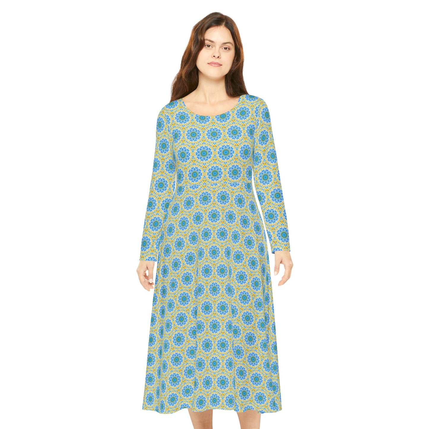Women’s "GETA" Cymatic Print Elegant Long Sleeve Dress