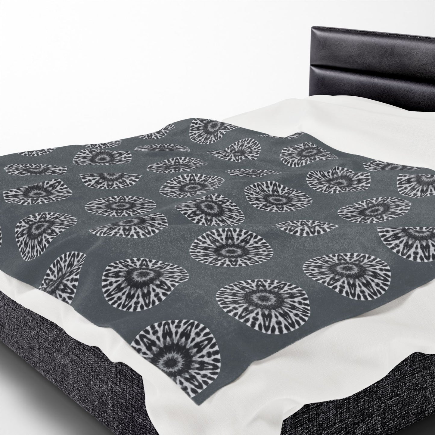 E-VEIL EYE Cymatic AOP Velveteen Blanket (Dark Grey)
