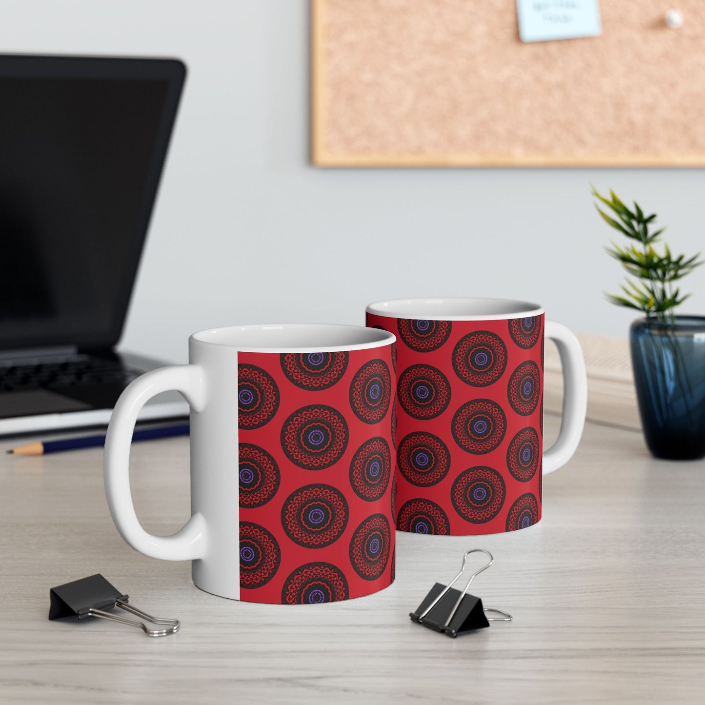 VESI Cymatic AOP Ceramic Mug (Dark Red)