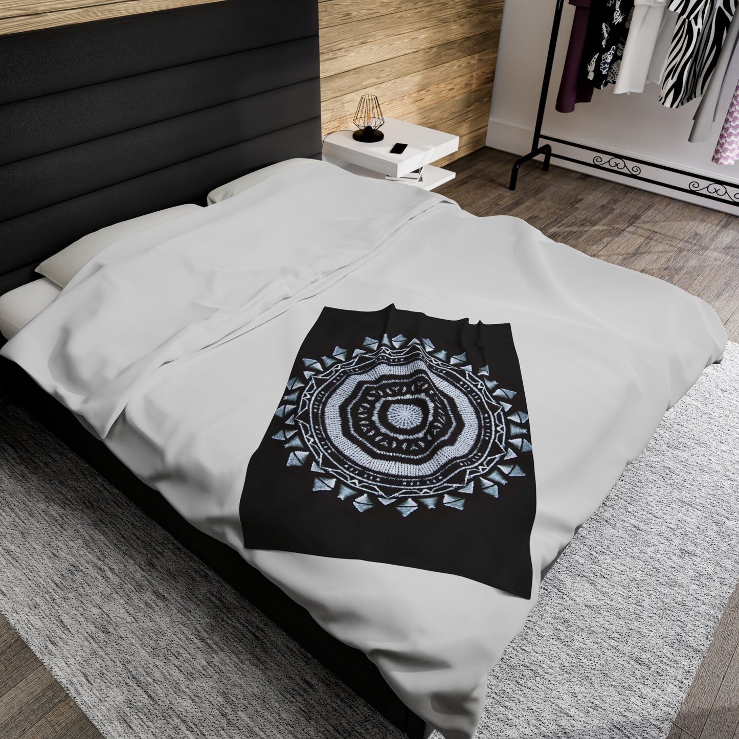 MAYA Cymatic Velveteen Blanket (Black)