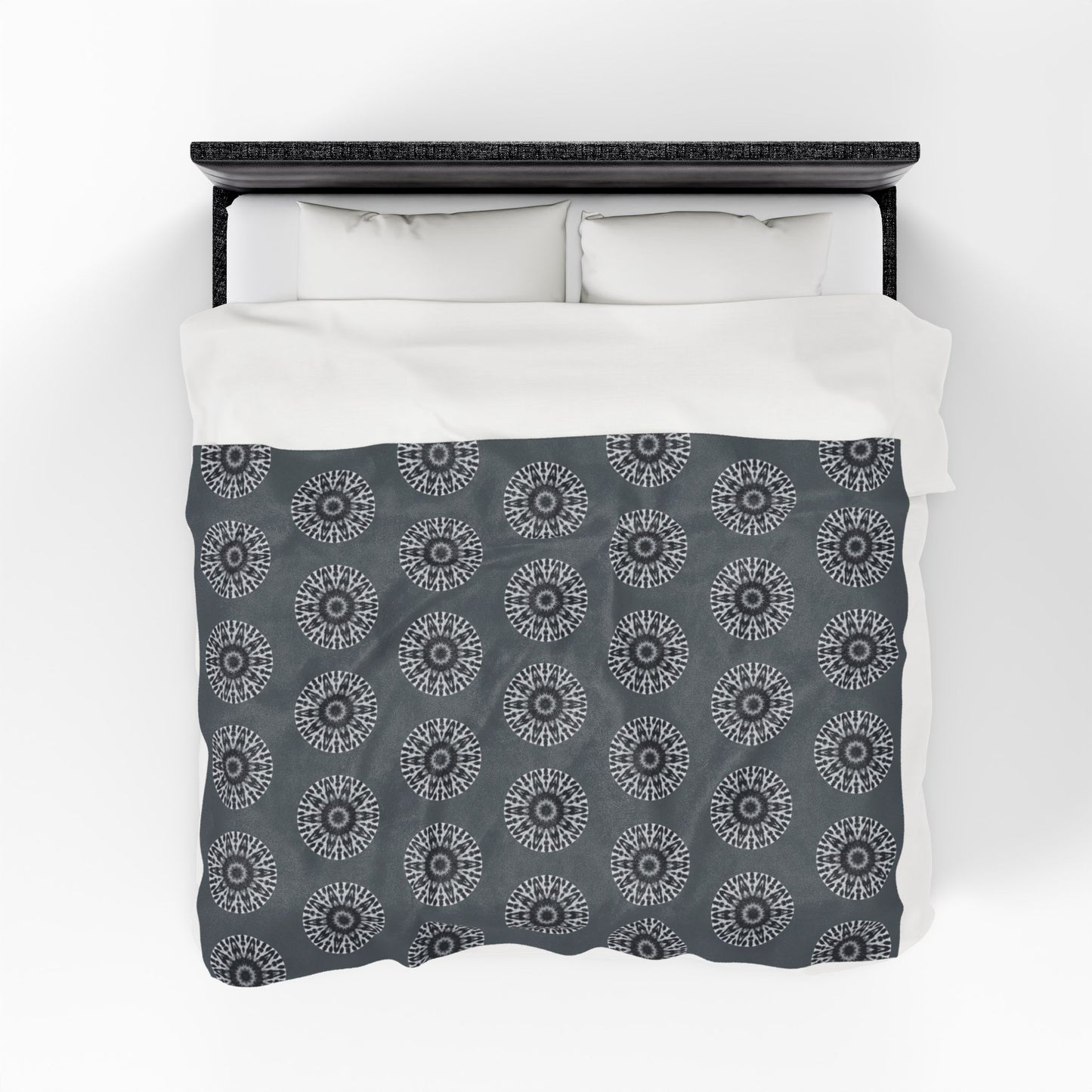 E-VEIL EYE Cymatic AOP Velveteen Blanket (Dark Grey)