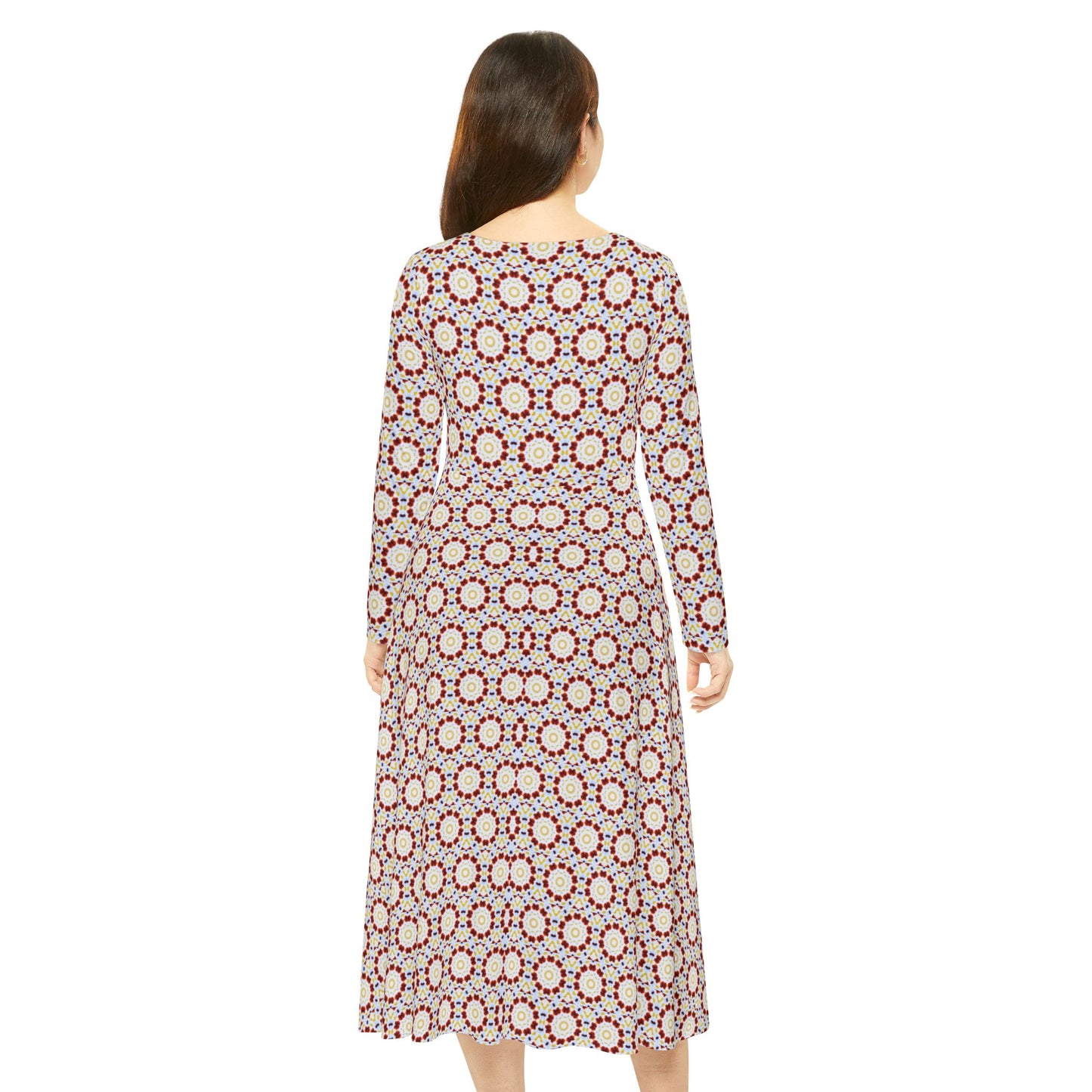 Women’s "MOSAIC" Cymatic Print Elegant Long Sleeve Dress