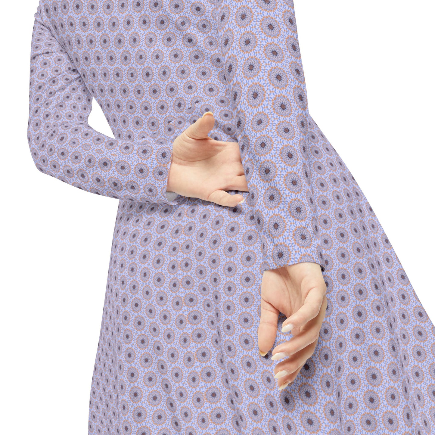Women's "TETRA" Cymatic Aop Elegant Long Sleeve Dress