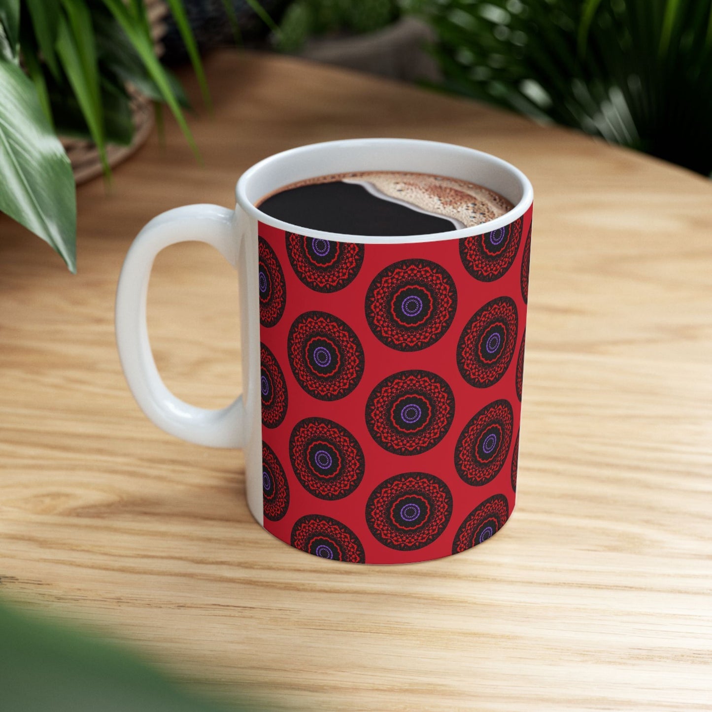 VESI Cymatic AOP Ceramic Mug (Dark Red)