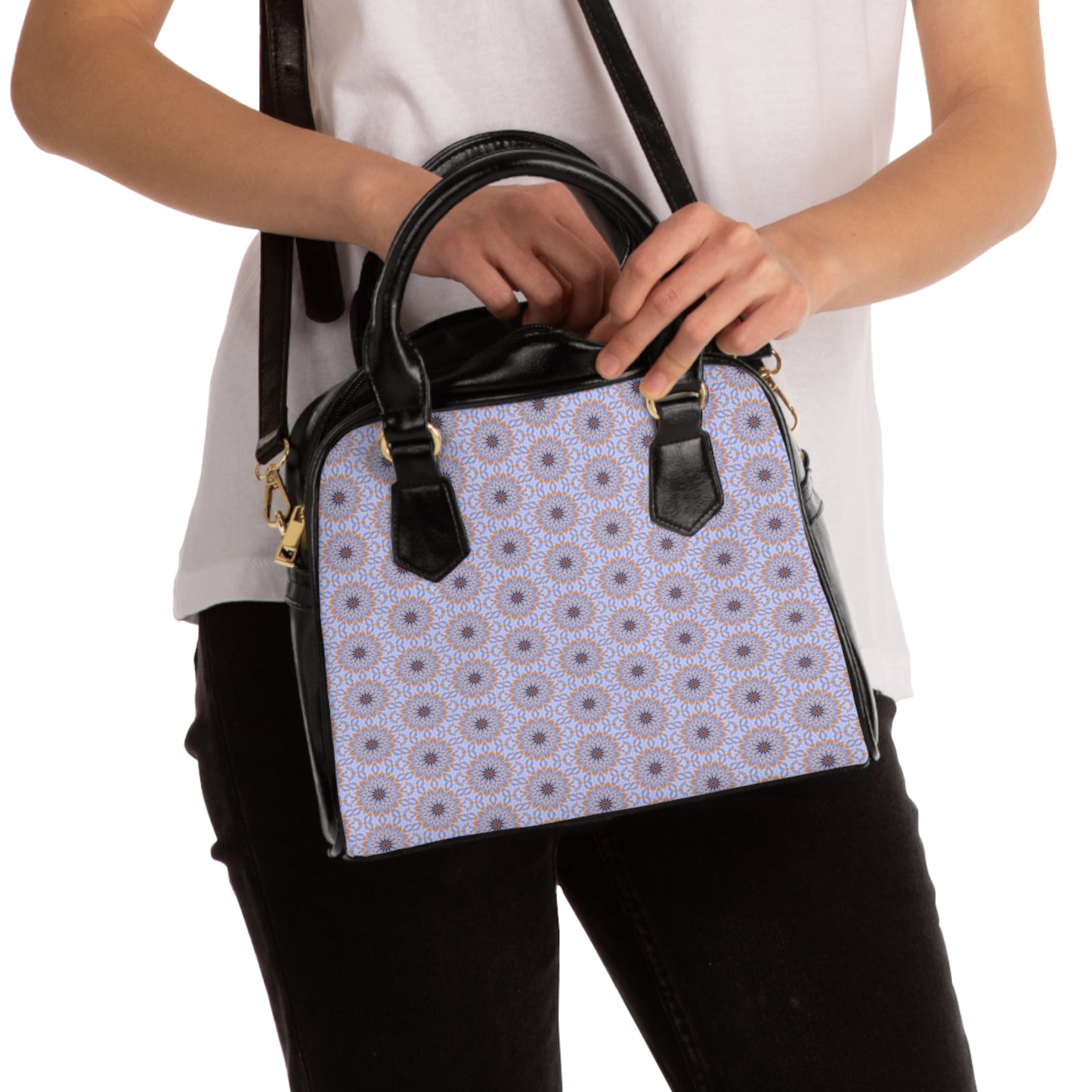 TETRA Cymatic Aop Pu Shoulder Handbag