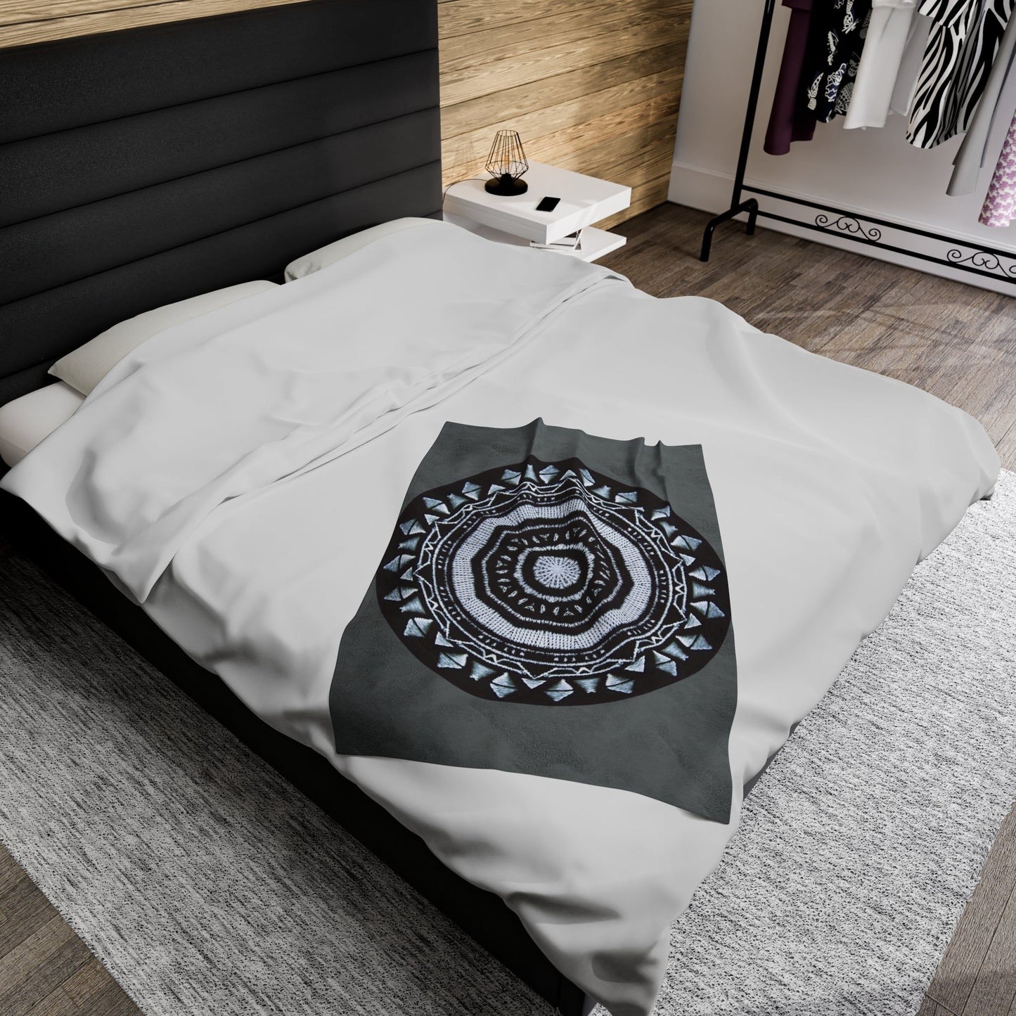 MAYA Cymatic Velveteen Blanket (Dark Grey)