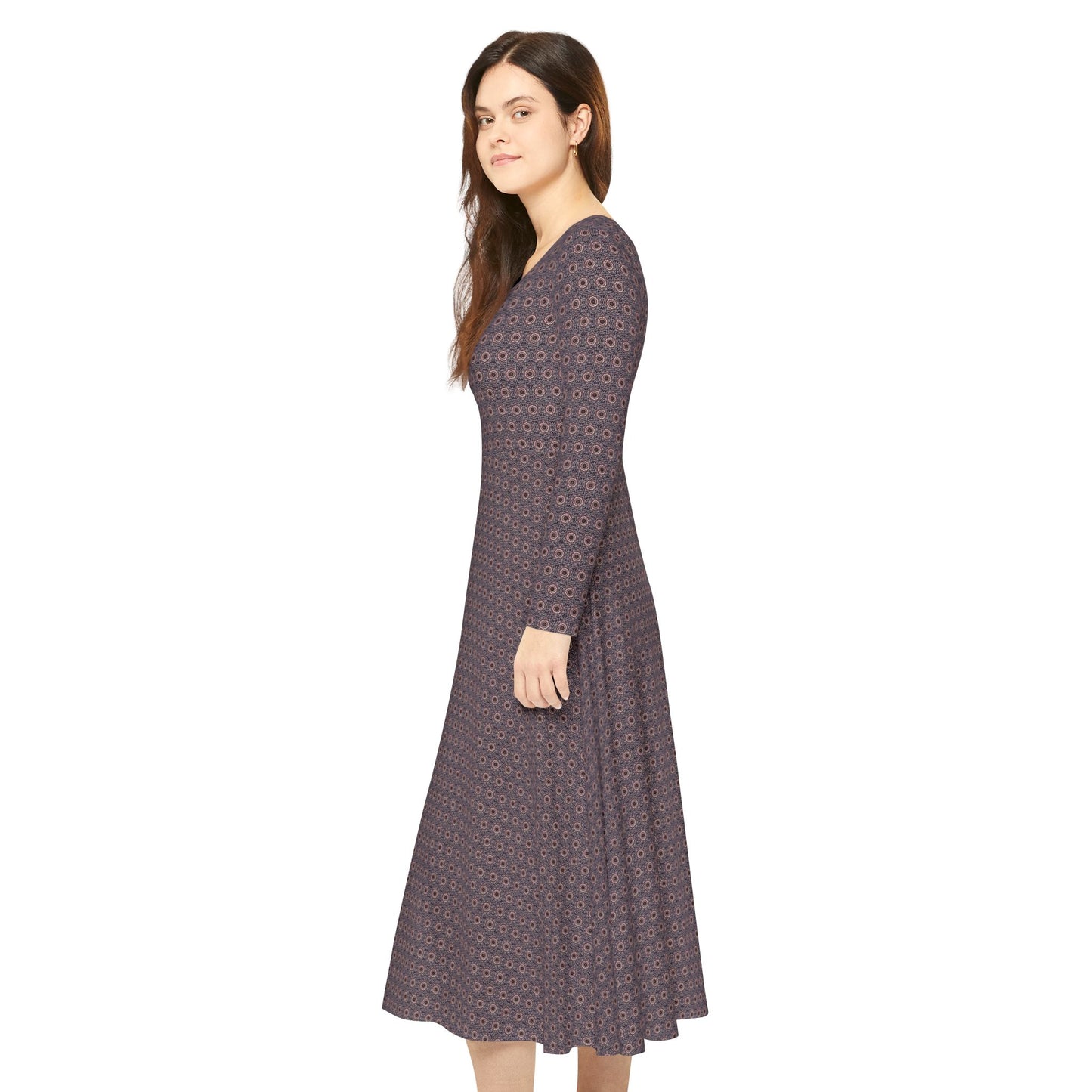 Women's "A-BYSS" Cymatic Aop Elegant Long Sleeve Dress