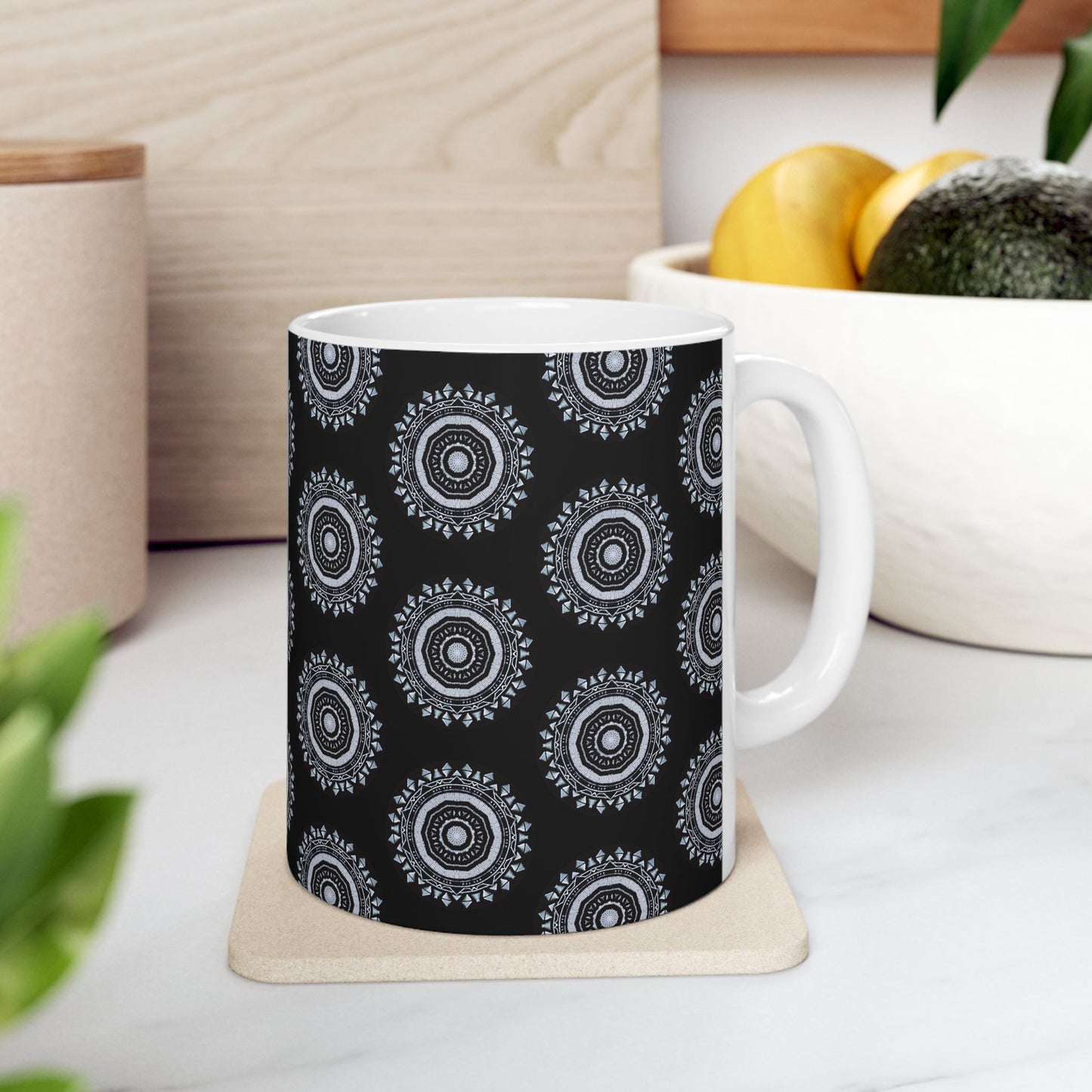 MAYA Cymatic AOP Ceramic Mug (Black)
