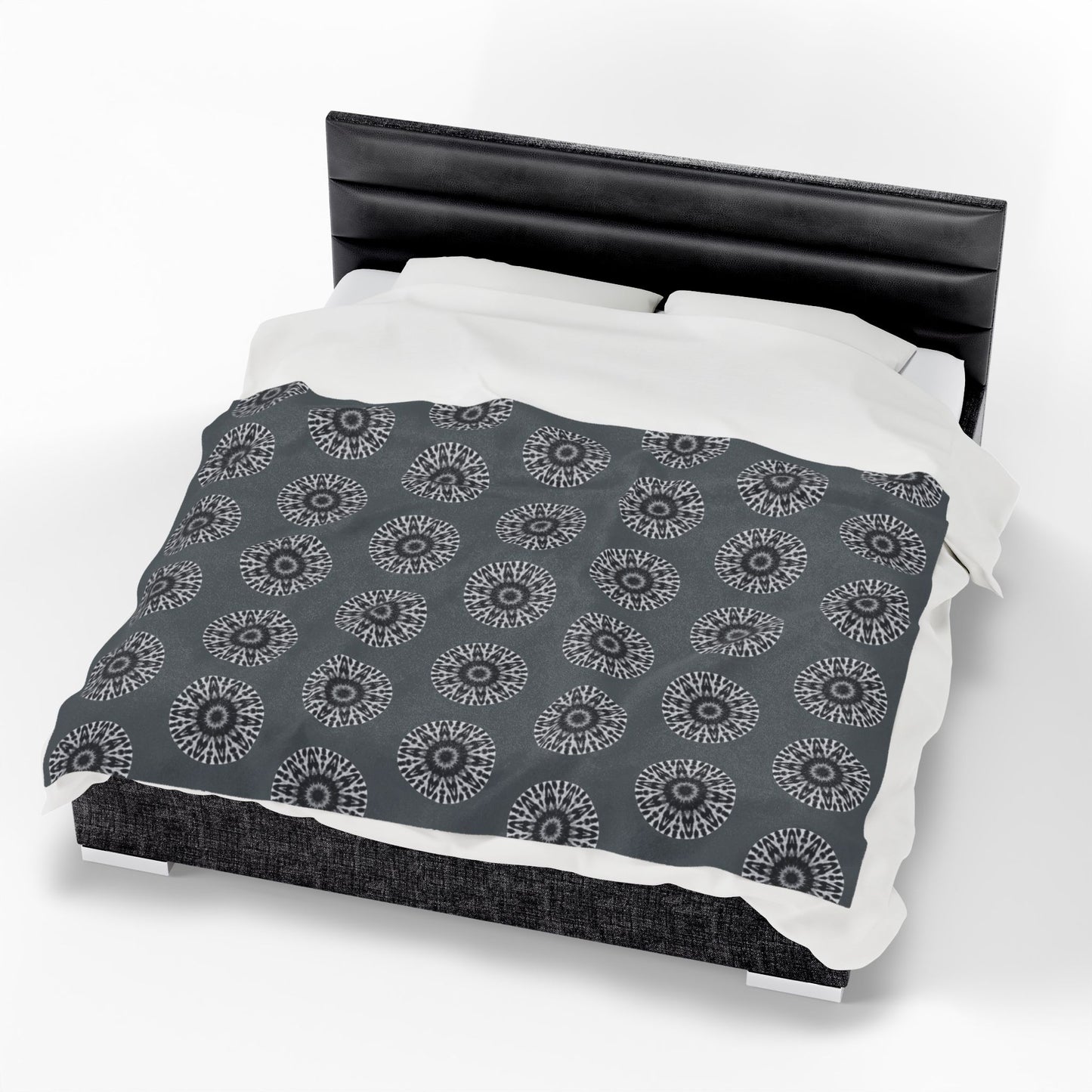 E-VEIL EYE Cymatic AOP Velveteen Blanket (Dark Grey)