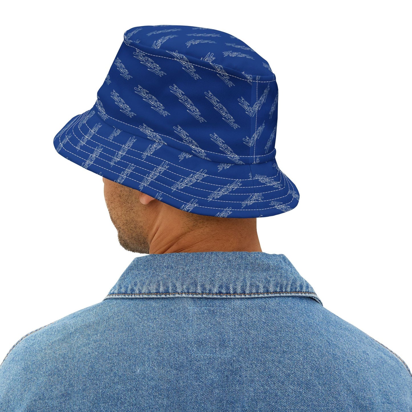3ETD Wht Outline AOP Bucket Hat (Dark Blue)