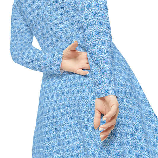 Women's "E-VEIL I" Cymatic Aop Elegant Long Sleeve Dress