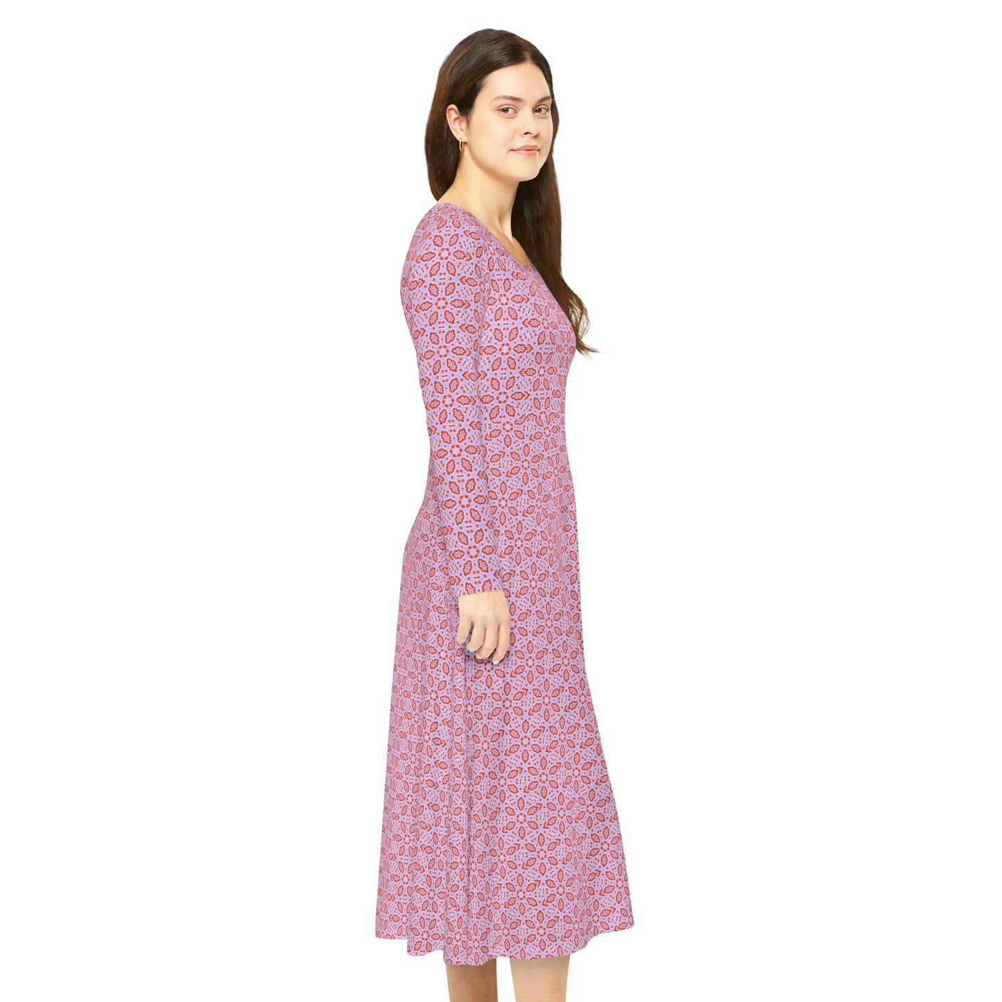 Women’s "HEXA" Cymatic Print Elegant Long Sleeve Dress