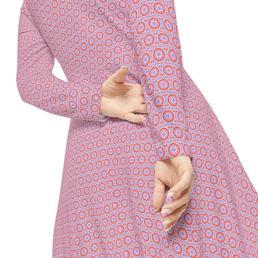 Women's "NEBU" Cymatic Aop Elegant Long Sleeve Dress