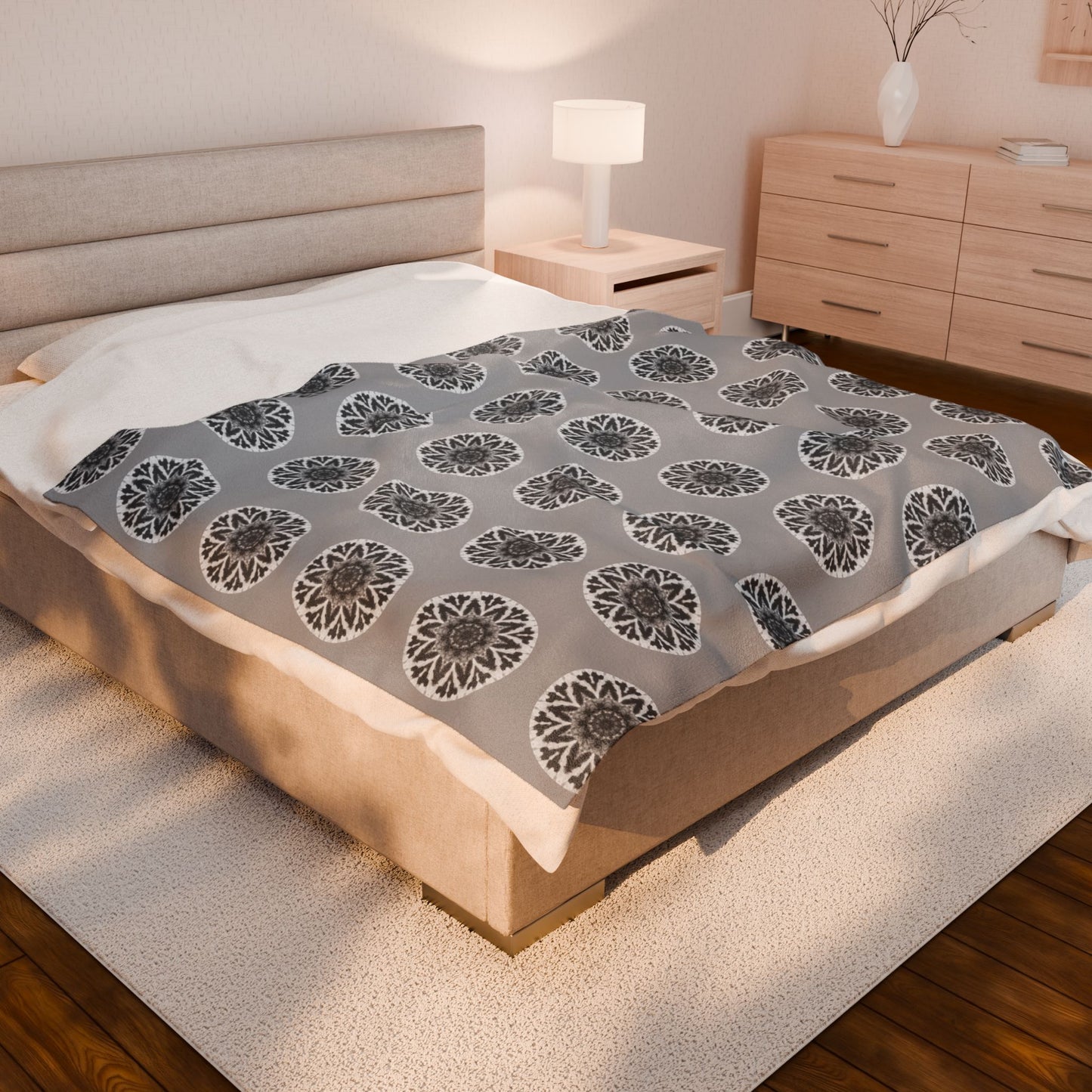 GETA Cymatic AOP Velveteen Blanket (Light Grey)