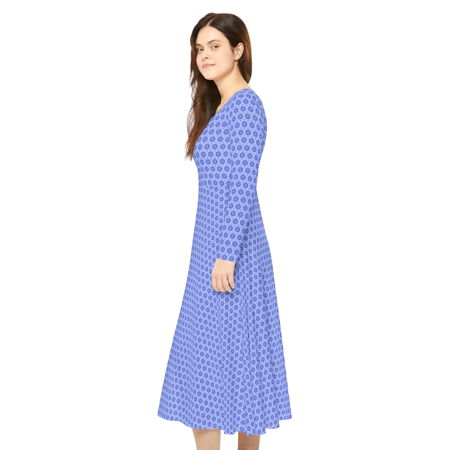 Women's "LOTUS" Cymatic Aop Elegant Long Sleeve Dress