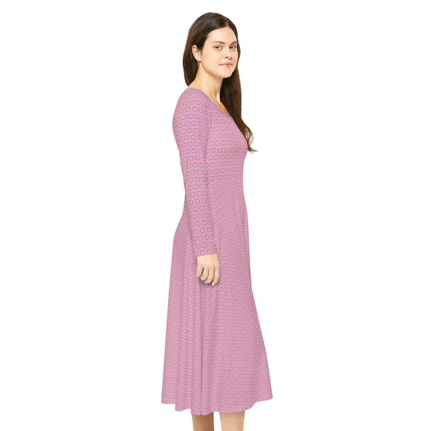 Women's "NEBU" Cymatic Aop Elegant Long Sleeve Dress