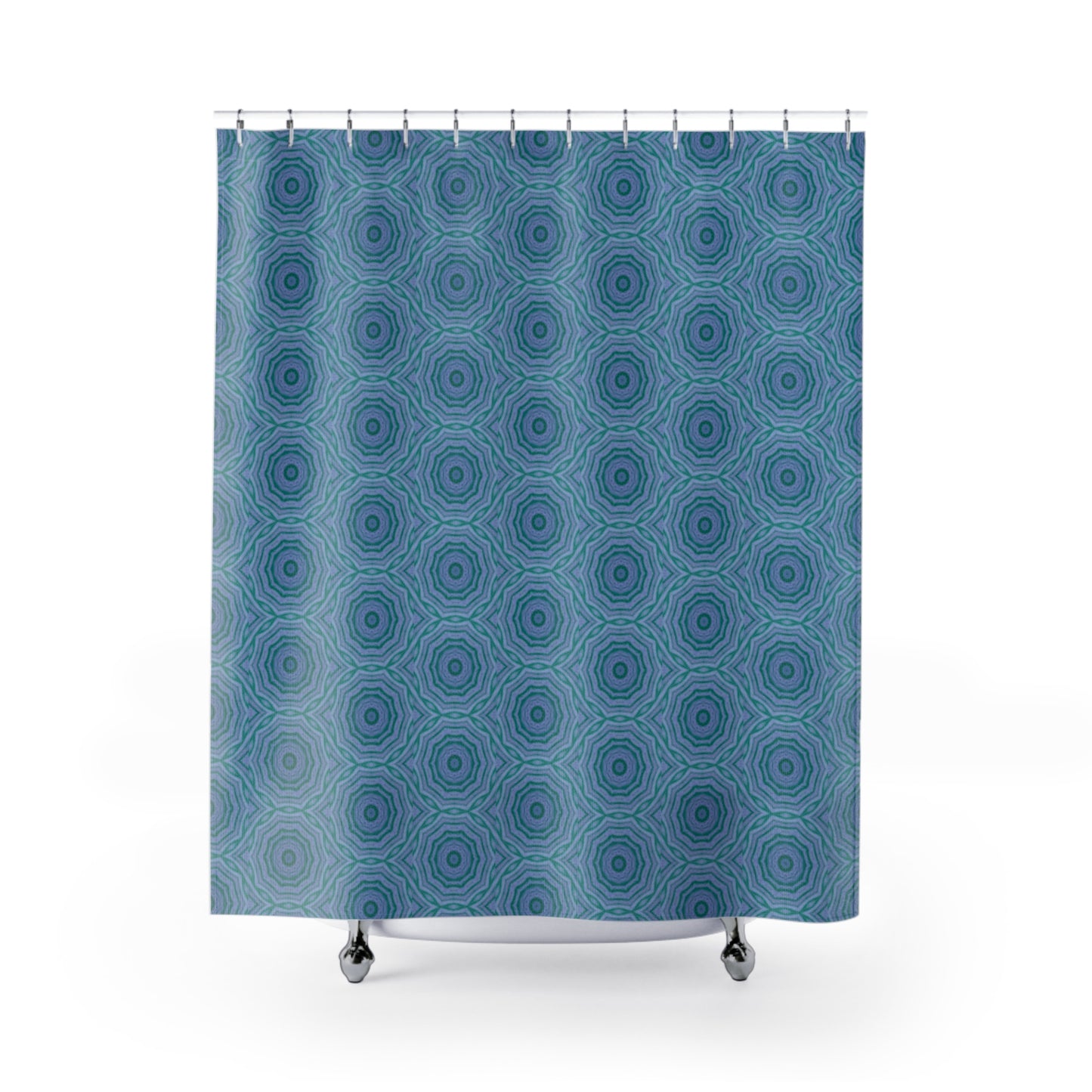 "GR33N3RY" Cymatic Print Shower Curtains