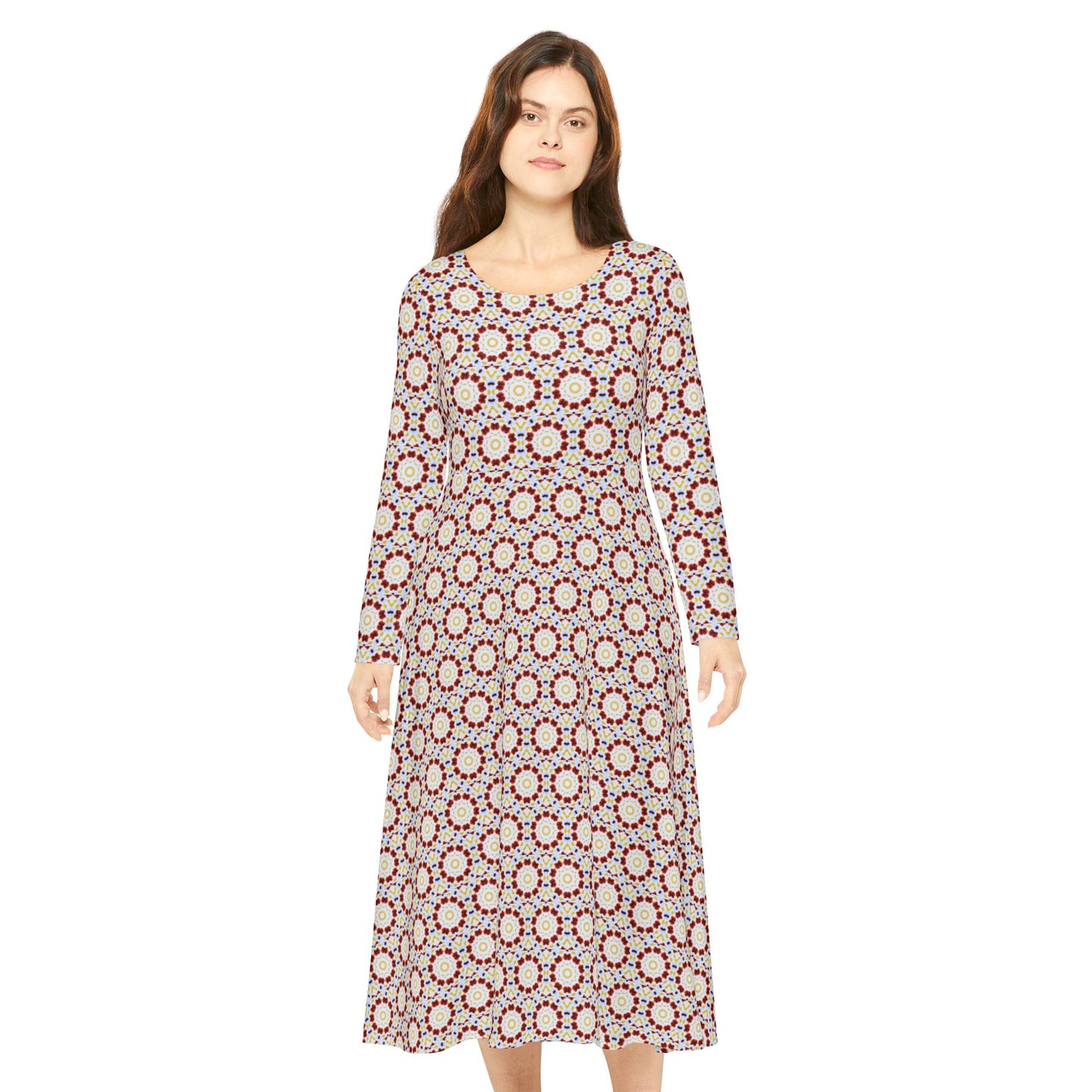 Women’s "MOSAIC" Cymatic Print Elegant Long Sleeve Dress