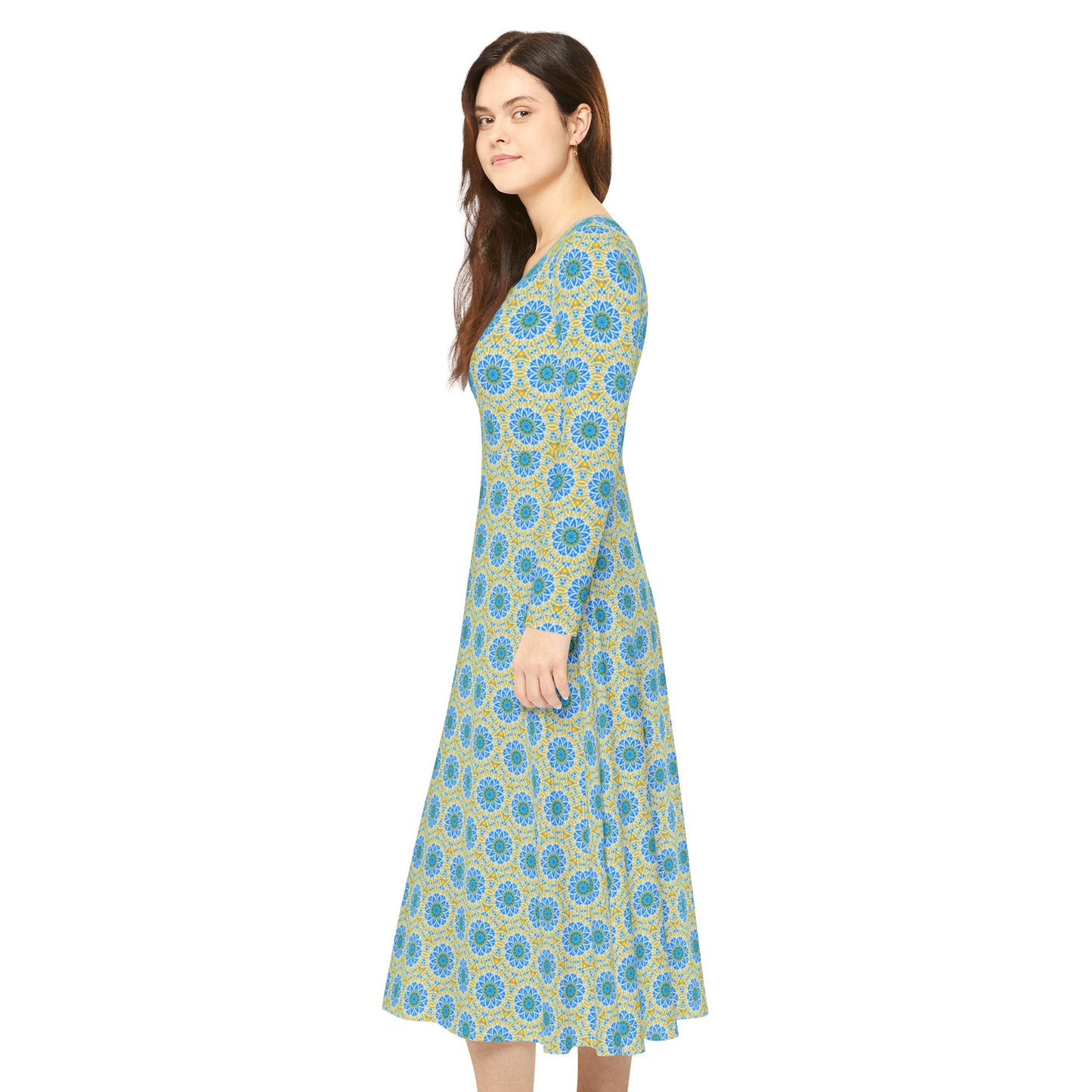Women’s "GETA" Cymatic Print Elegant Long Sleeve Dress