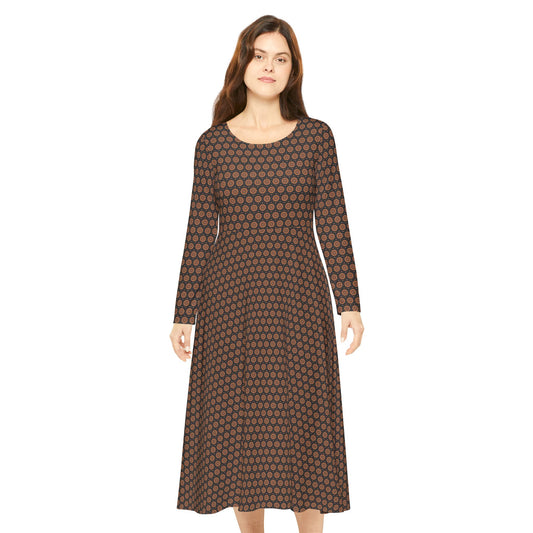 Women's "417" Cymatic Aop Elegant Long Sleeve Dress