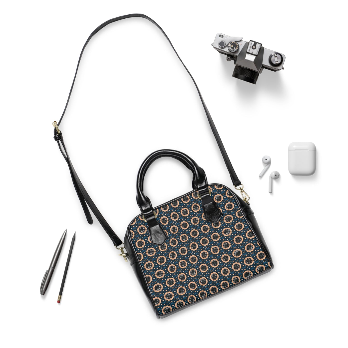 BLKSUN Cymatic Aop Pu Shoulder Handbag